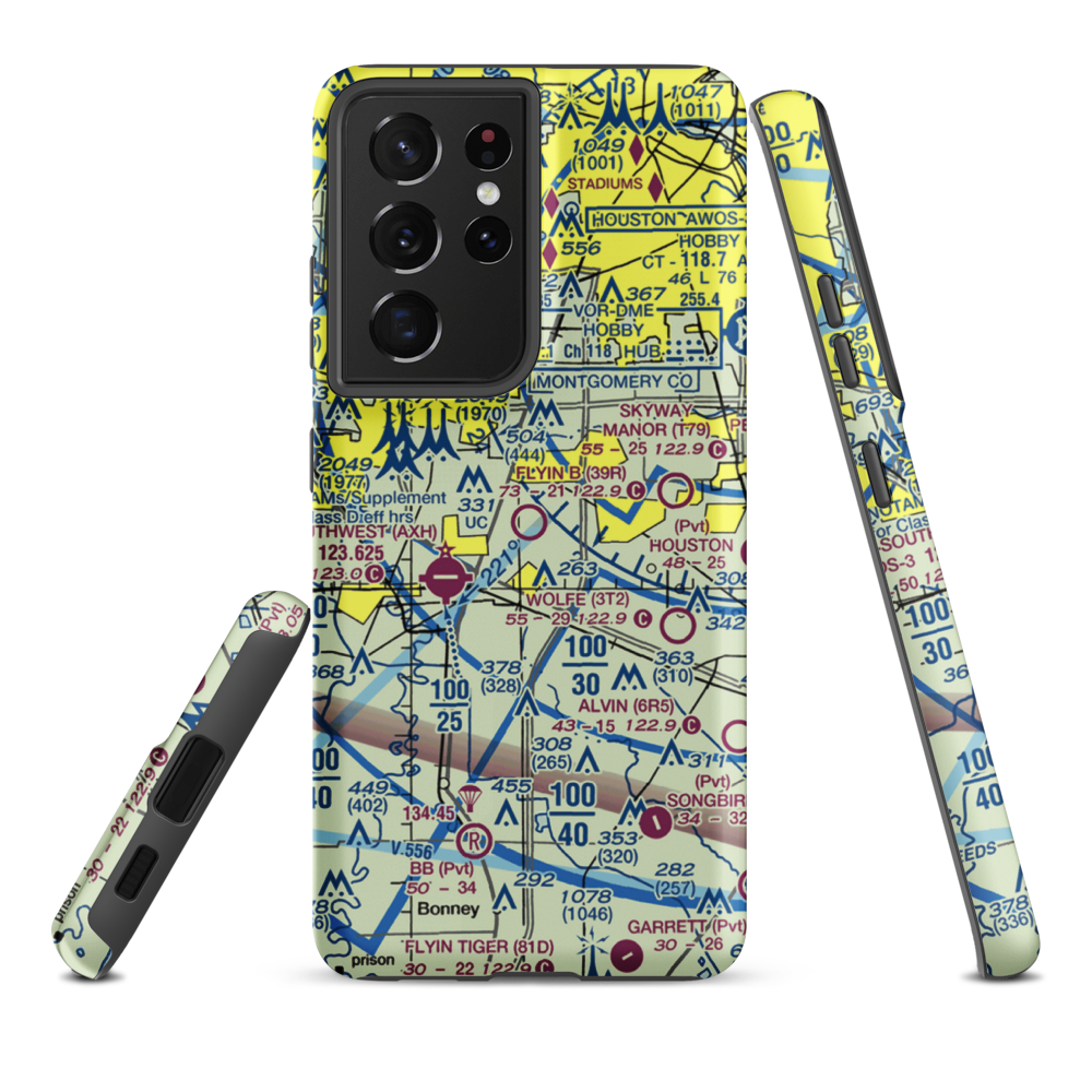 Flyin' B Airport (39R) VFR Sectional Samsung Phone Case Samsung Galaxy S21 Plus model shown