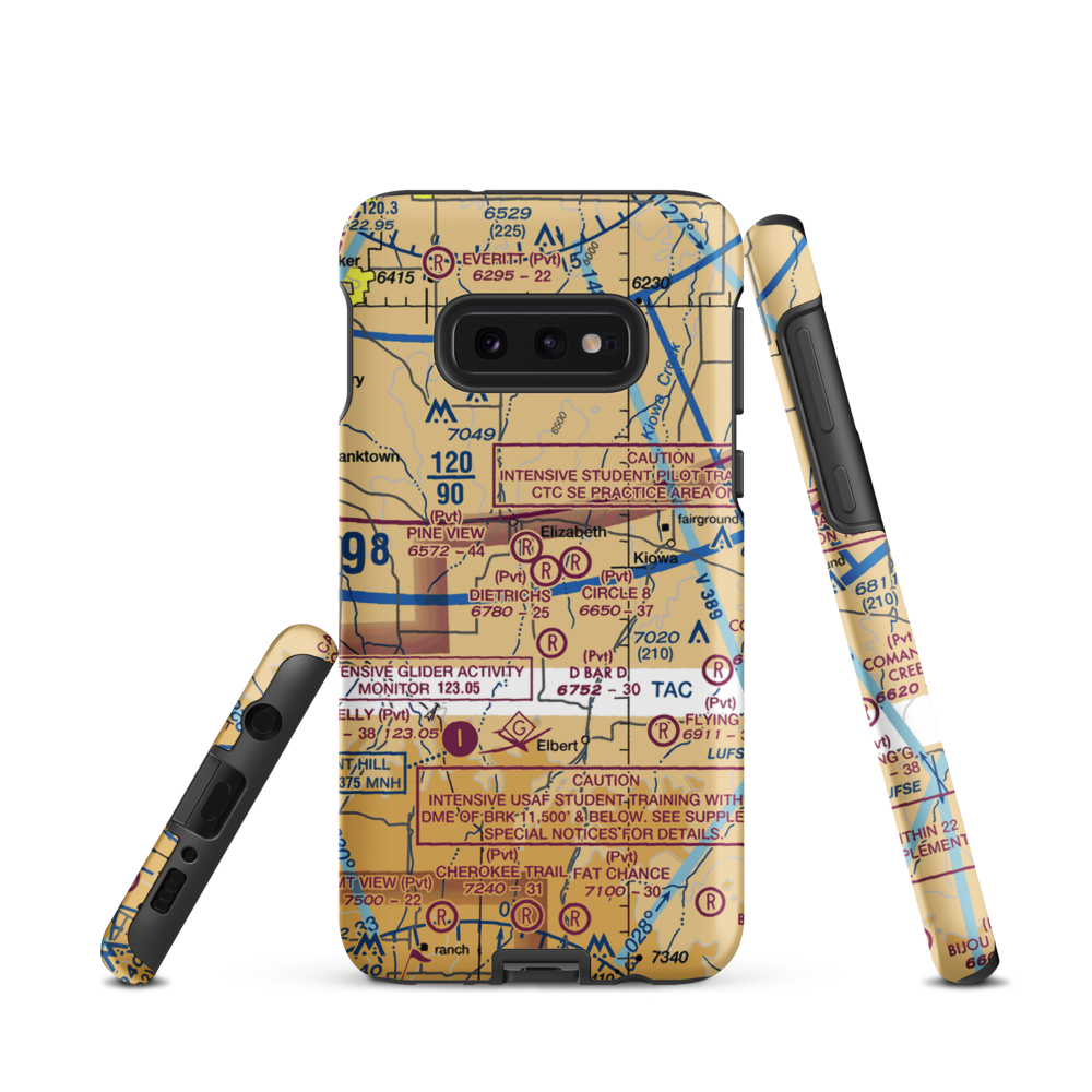 Flyin' B Ranch Airport (CD45) VFR Sectional Samsung Phone Case Samsung Galaxy S10e model shown