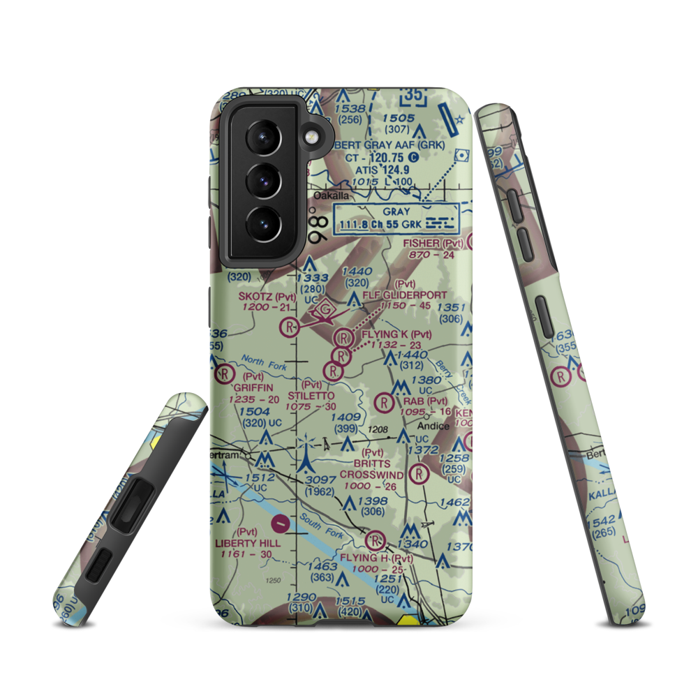 Flying 'K' Airport (TA27) VFR Sectional Samsung Phone Case Samsung Galaxy S21 model shown