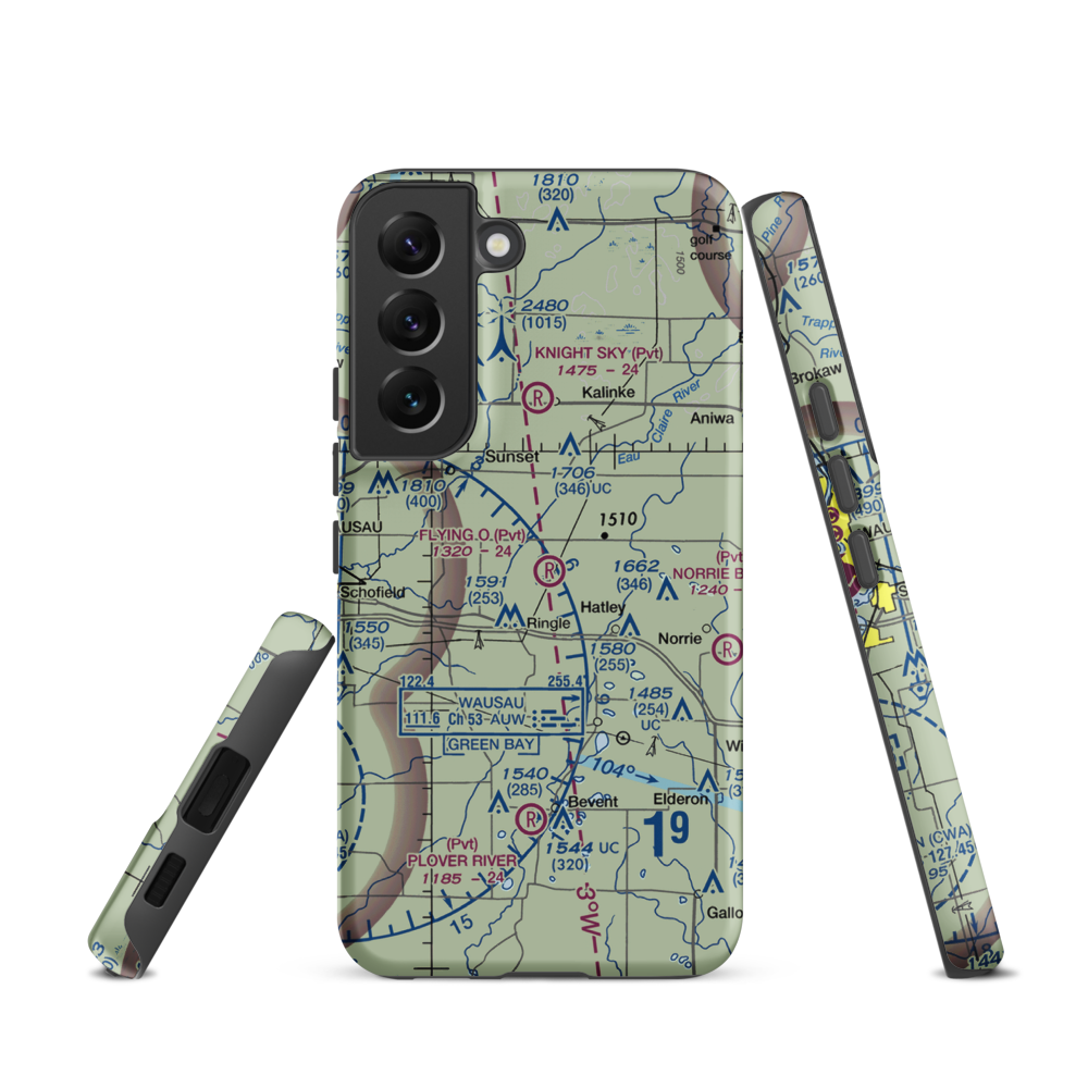 Flying 'O' Airport (3WI4) VFR Sectional Samsung Phone Case Samsung Galaxy S22 model shown