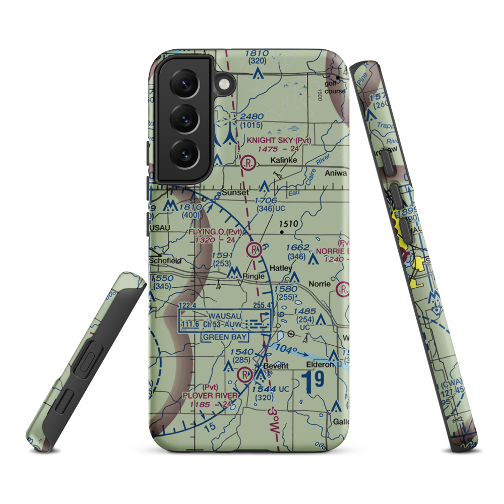 Flying 'O' Airport (3WI4) VFR Sectional Samsung Phone Case Samsung Galaxy S22 Plus model shown