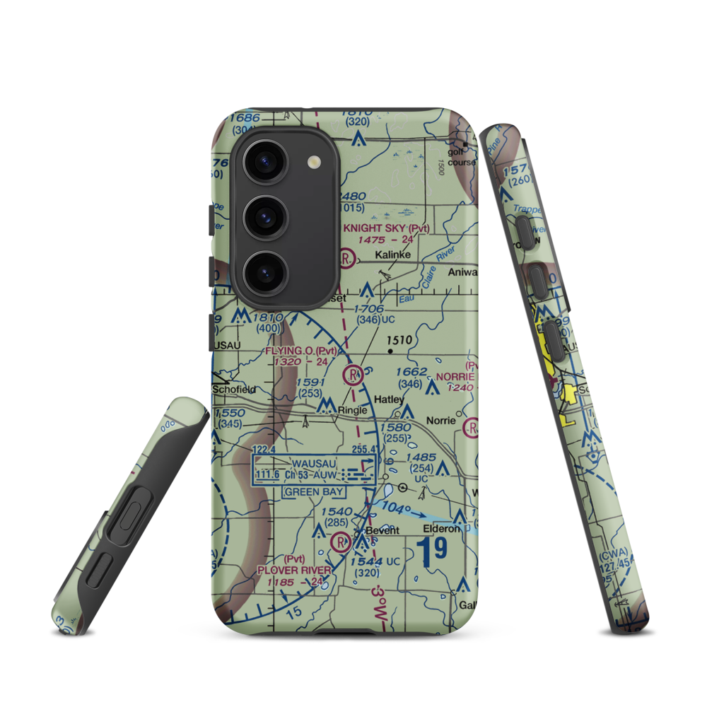 Flying 'O' Airport (3WI4) VFR Sectional Samsung Phone Case Samsung Galaxy S23 model shown