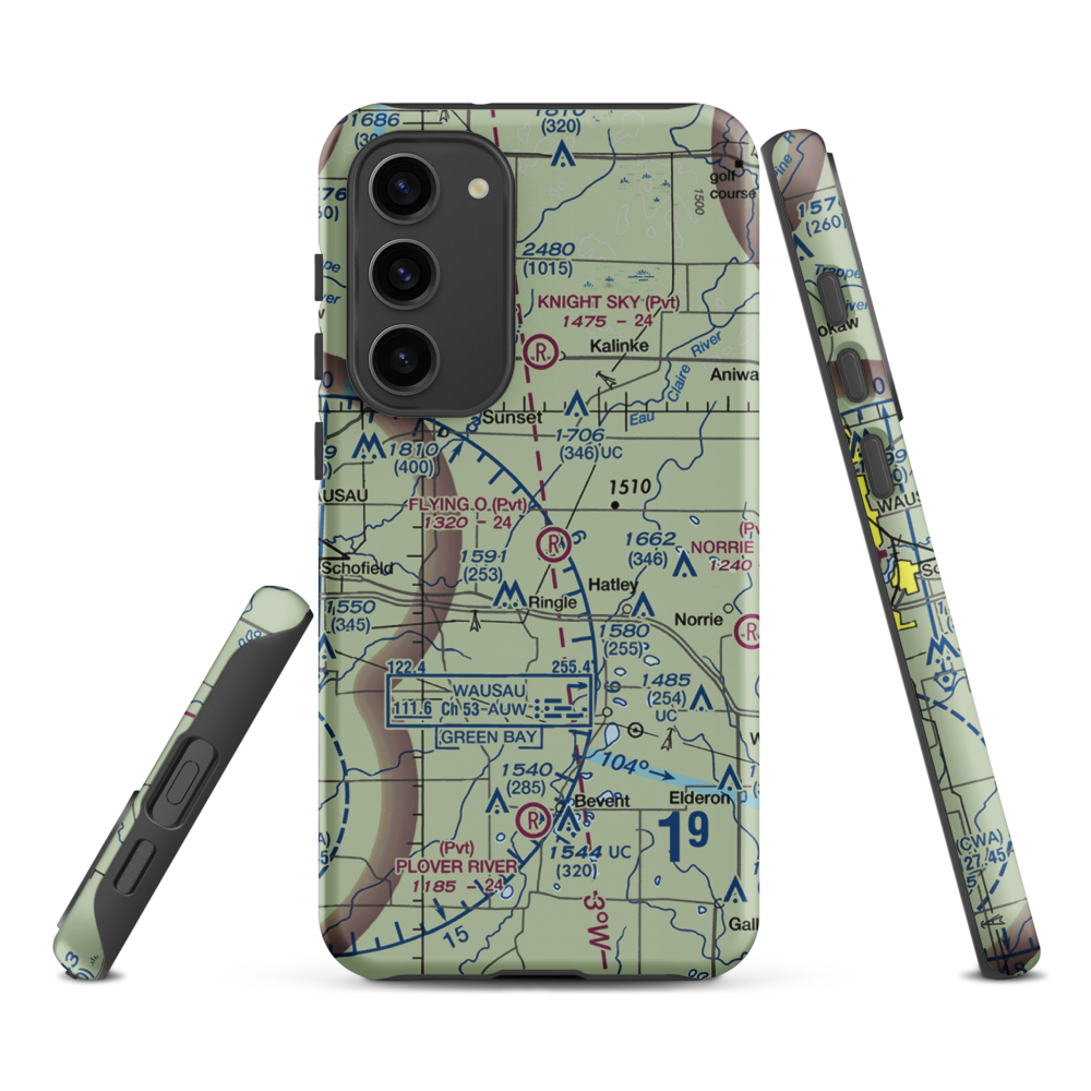 Flying 'O' Airport (3WI4) VFR Sectional Samsung Phone Case Samsung Galaxy S23 Plus model shown