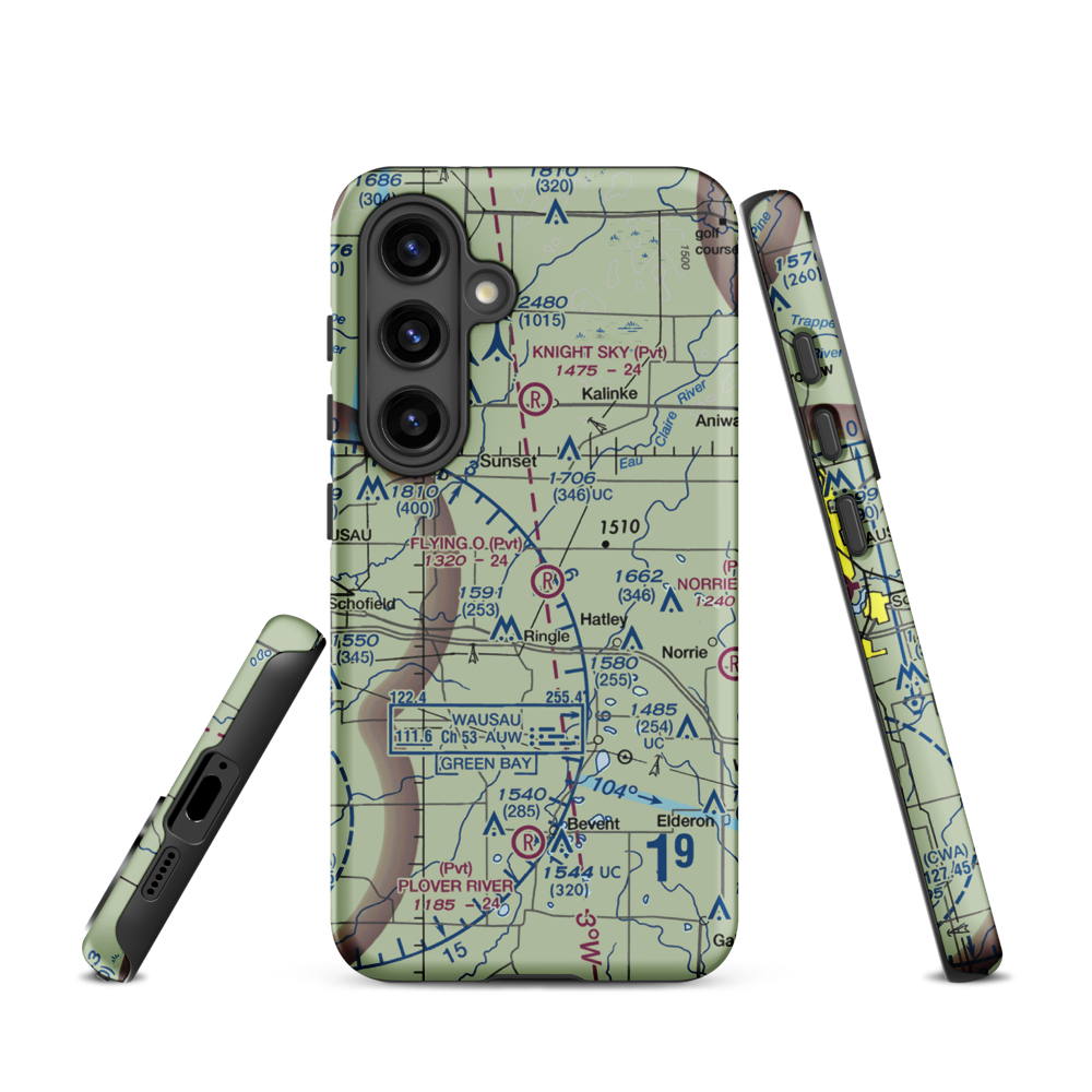 Flying 'O' Airport (3WI4) VFR Sectional Samsung Phone Case Samsung Galaxy S24 model shown