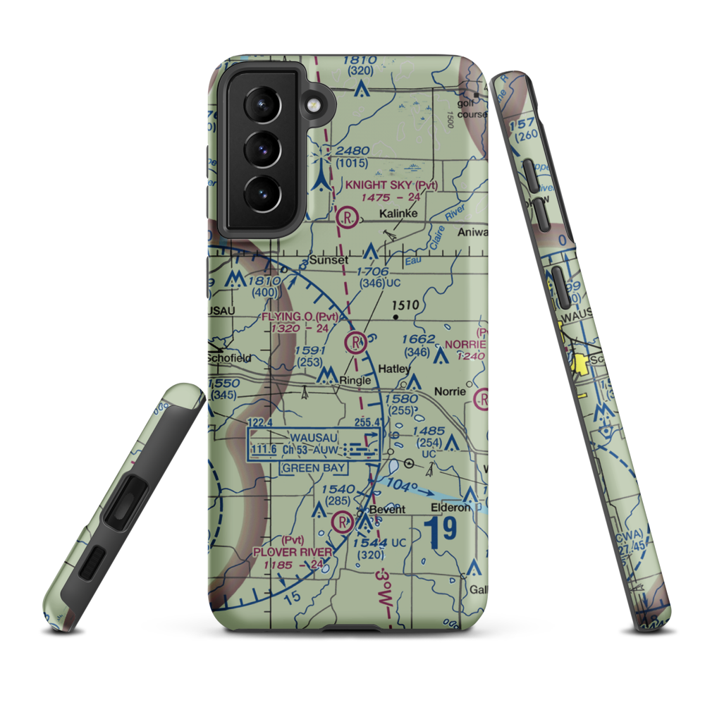 Flying 'O' Airport (3WI4) VFR Sectional Samsung Phone Case Samsung Galaxy S21 Plus model shown