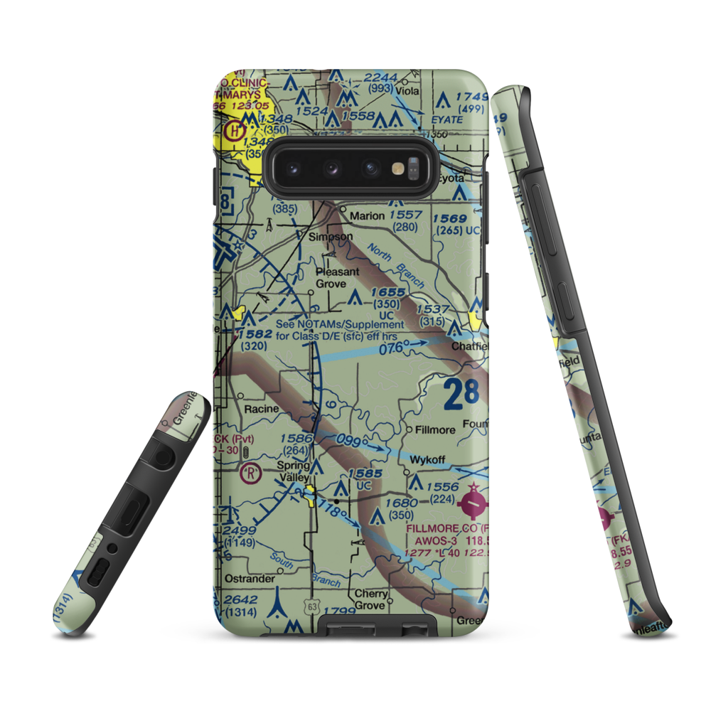 Flying A Airport (2C4) VFR Sectional Samsung Phone Case Samsung Galaxy S10 Plus model shown