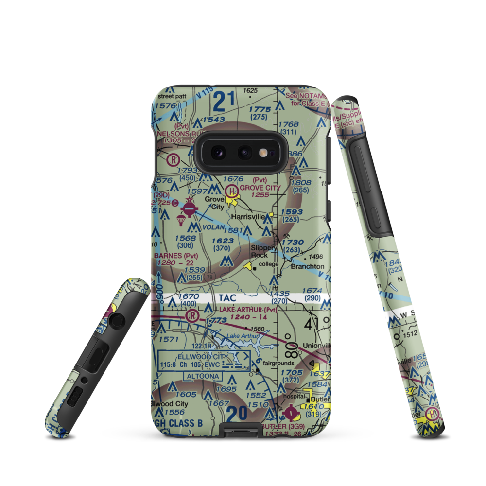 Flying Acres Airport (0PN2) VFR Sectional Samsung Phone Case Samsung Galaxy S10e model shown