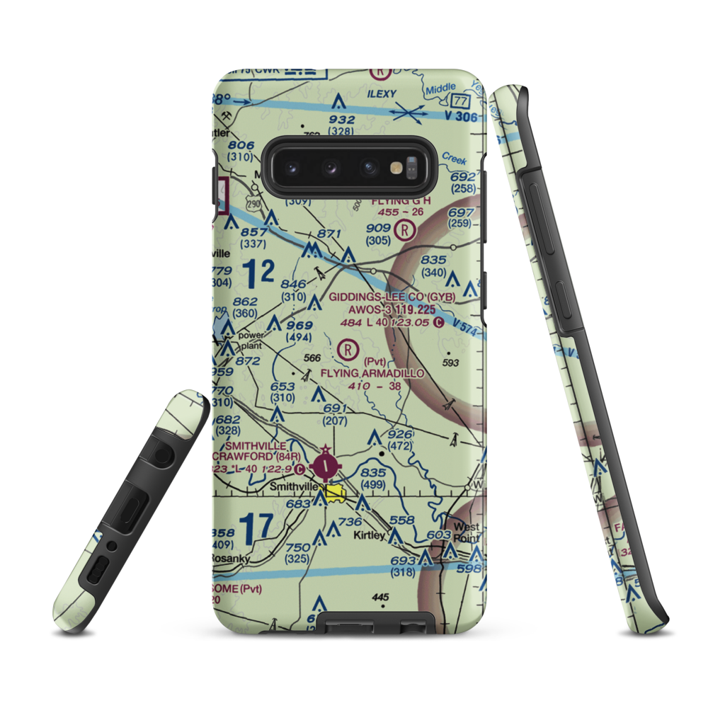 Flying Armadillo Field (1XA5) VFR Sectional Samsung Phone Case Samsung Galaxy S10 Plus model shown