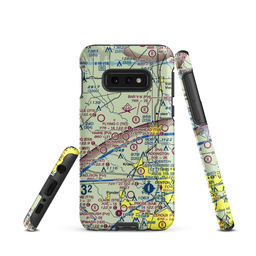 Flying C Airport (T87) VFR Sectional Samsung Phone Case Samsung Galaxy S10 Plus model shown
