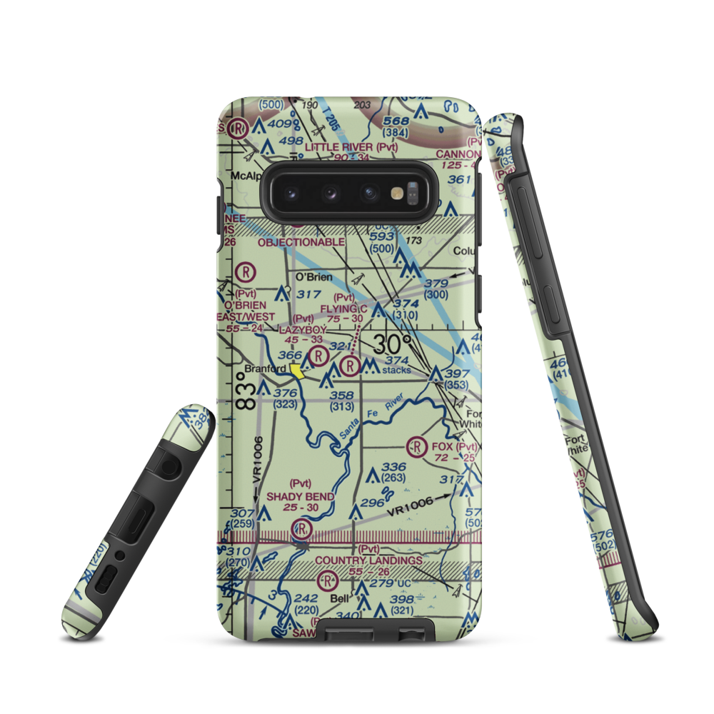 Flying C Farm Airport (FD16) VFR Sectional Samsung Phone Case Samsung Galaxy S10 model shown