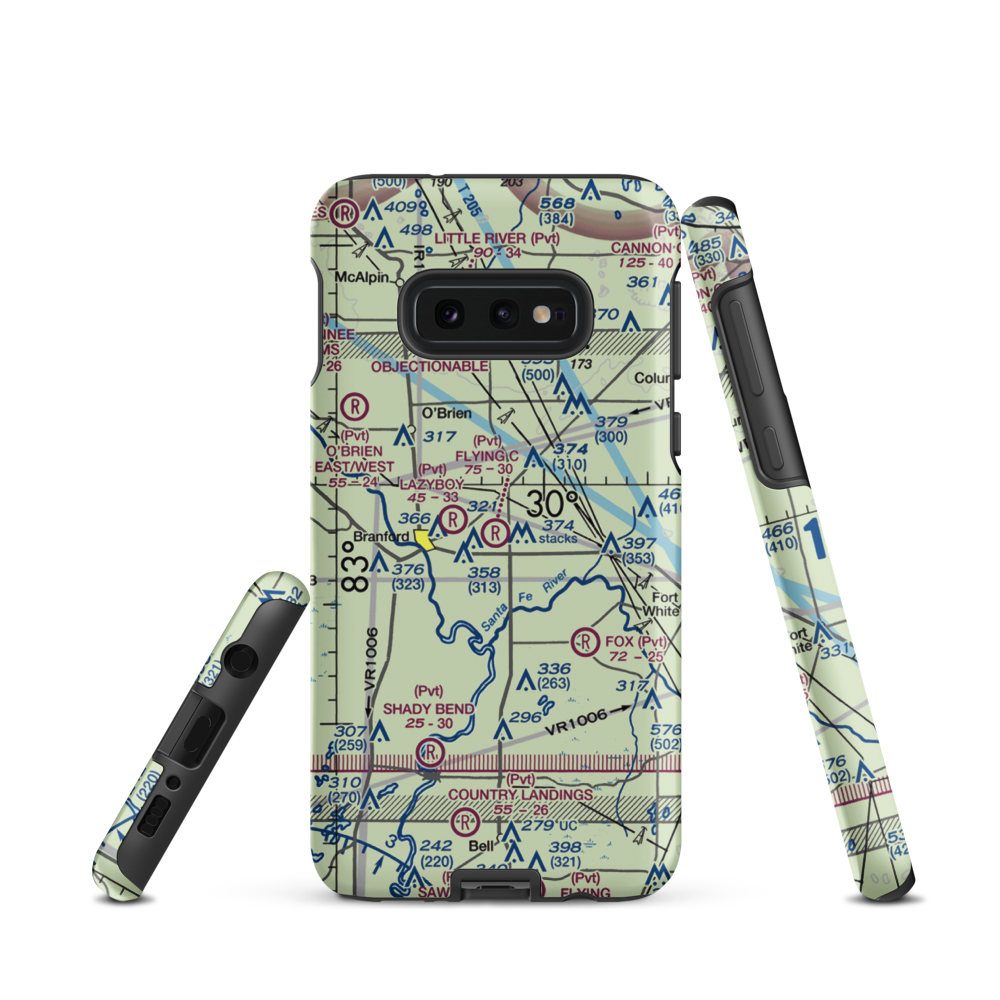 Flying C Farm Airport (FD16) VFR Sectional Samsung Phone Case Samsung Galaxy S10e model shown