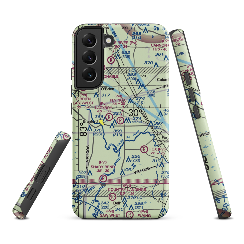 Flying C Farm Airport (FD16) VFR Sectional Samsung Phone Case Samsung Galaxy S22 Plus model shown
