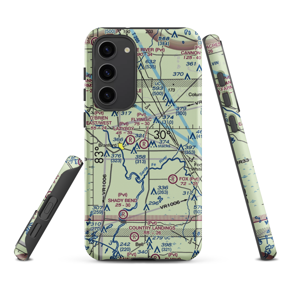 Flying C Farm Airport (FD16) VFR Sectional Samsung Phone Case Samsung Galaxy S23 Plus model shown