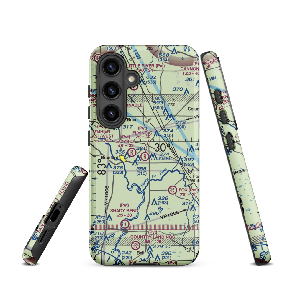 Flying C Farm Airport (FD16) VFR Sectional Samsung Phone Case Samsung Galaxy S24 model shown