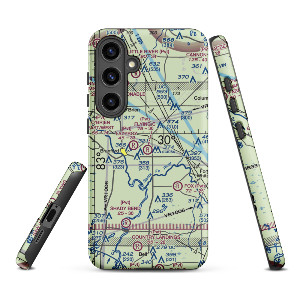 Flying C Farm Airport (FD16) VFR Sectional Samsung Phone Case Samsung Galaxy S24 Plus model shown