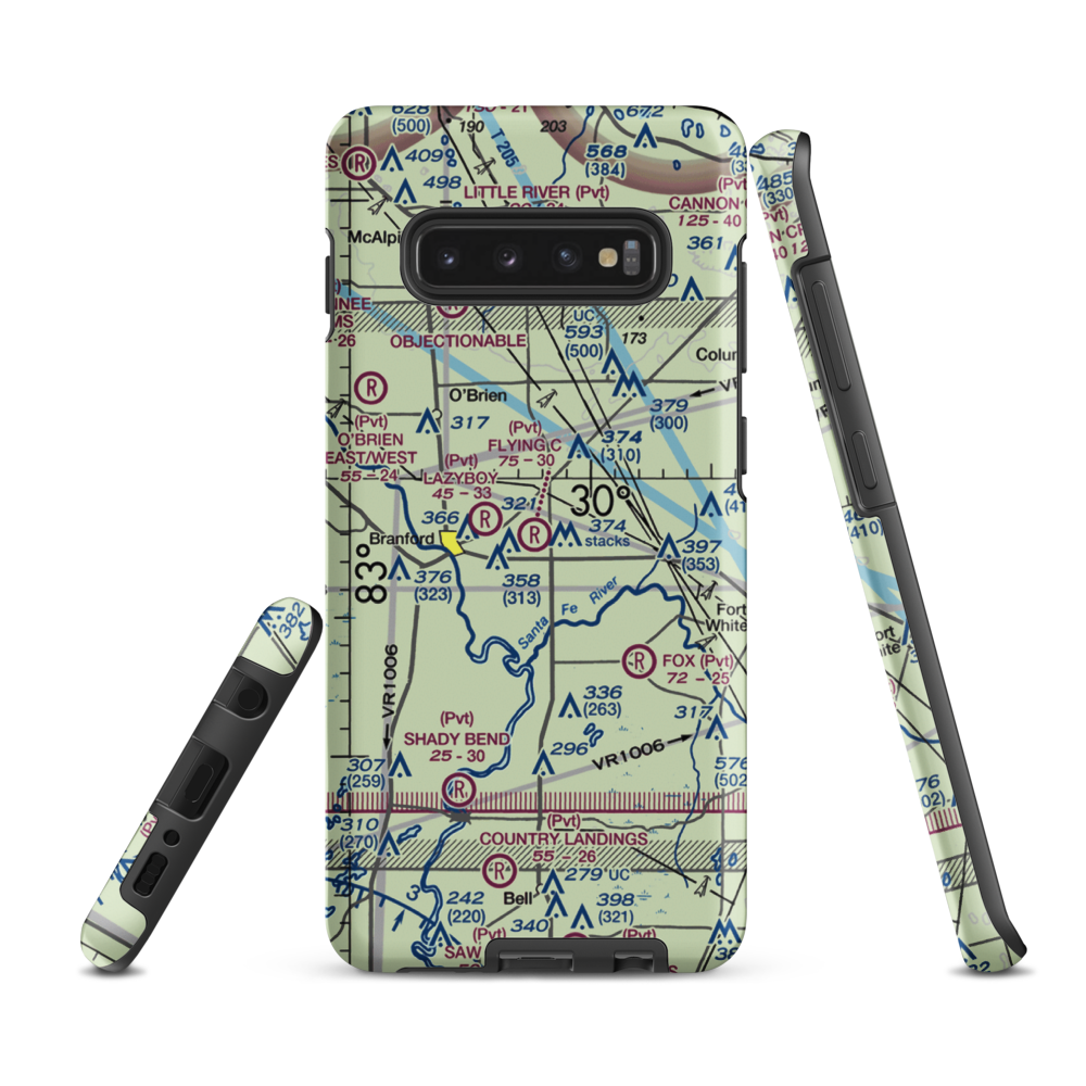 Flying C Farm Airport (FD16) VFR Sectional Samsung Phone Case Samsung Galaxy S10 Plus model shown