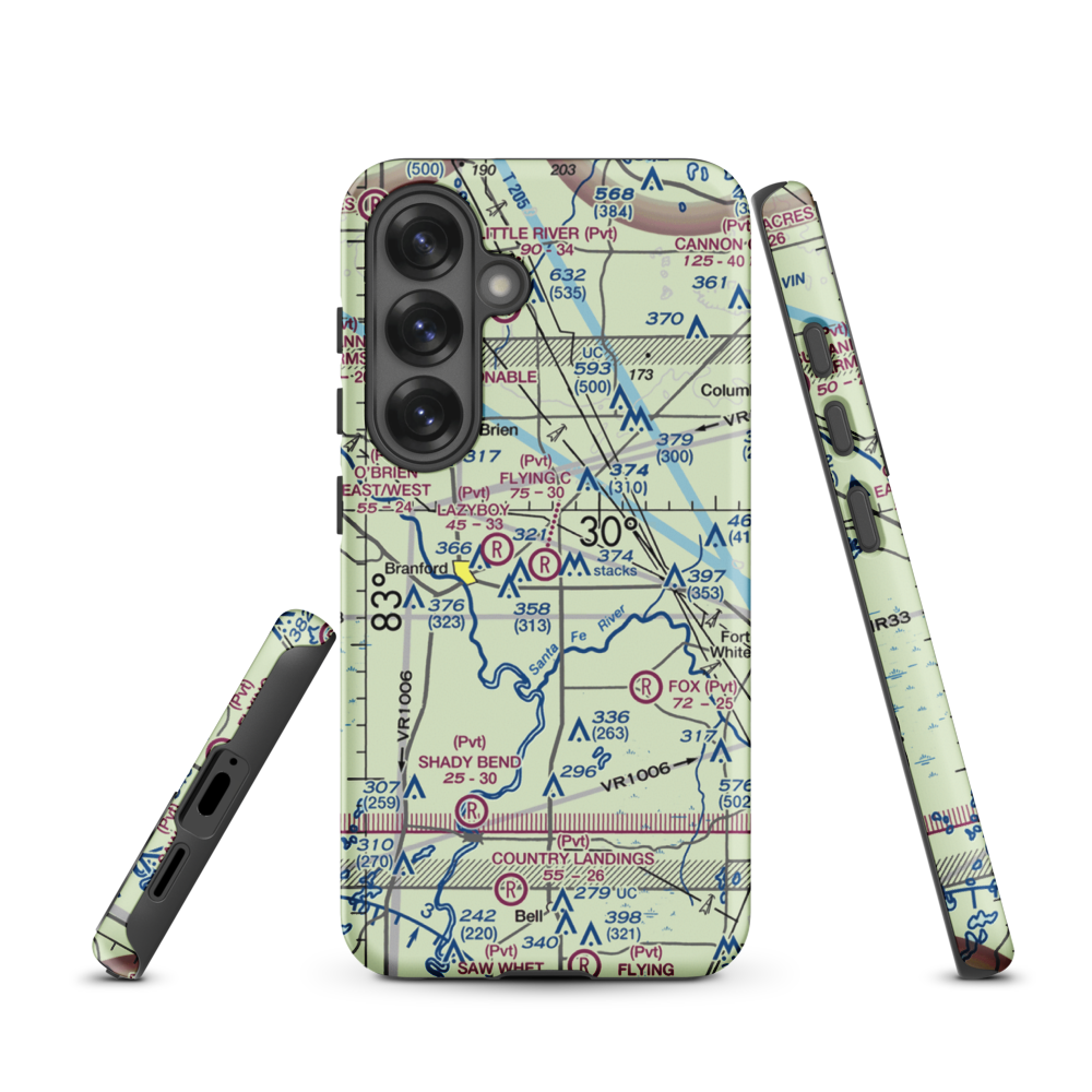 Flying C Farm Airport (FD16) VFR Sectional Samsung Phone Case Samsung Galaxy S25 model shown