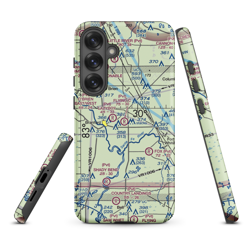 Flying C Farm Airport (FD16) VFR Sectional Samsung Phone Case Samsung Galaxy S25 Plus model shown