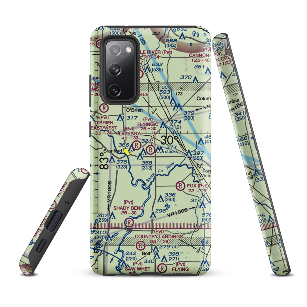 Flying C Farm Airport (FD16) VFR Sectional Samsung Phone Case Samsung Galaxy S20 FE model shown