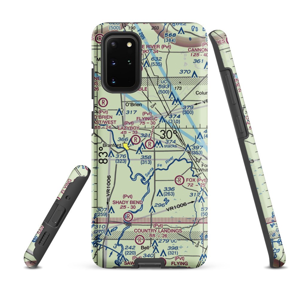 Flying C Farm Airport (FD16) VFR Sectional Samsung Phone Case Samsung Galaxy S20 Plus model shown