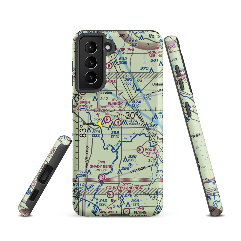 Flying C Farm Airport (FD16) VFR Sectional Samsung Phone Case Samsung Galaxy S21 model shown