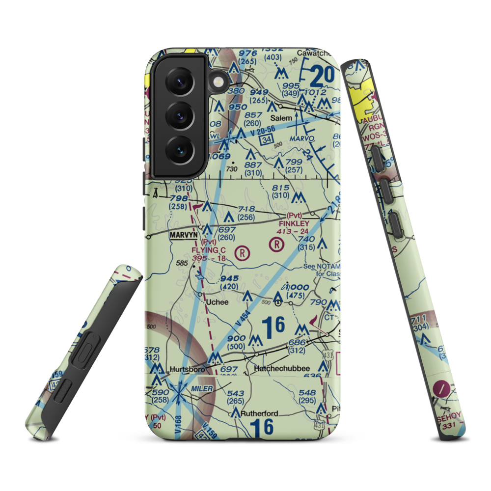 Flying C's Plantation Airport (AL51) VFR Sectional Samsung Phone Case Samsung Galaxy S22 Plus model shown