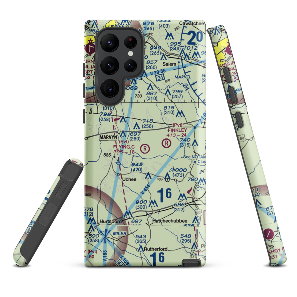 Flying C's Plantation Airport (AL51) VFR Sectional Samsung Phone Case Samsung Galaxy S22 Ultra model shown
