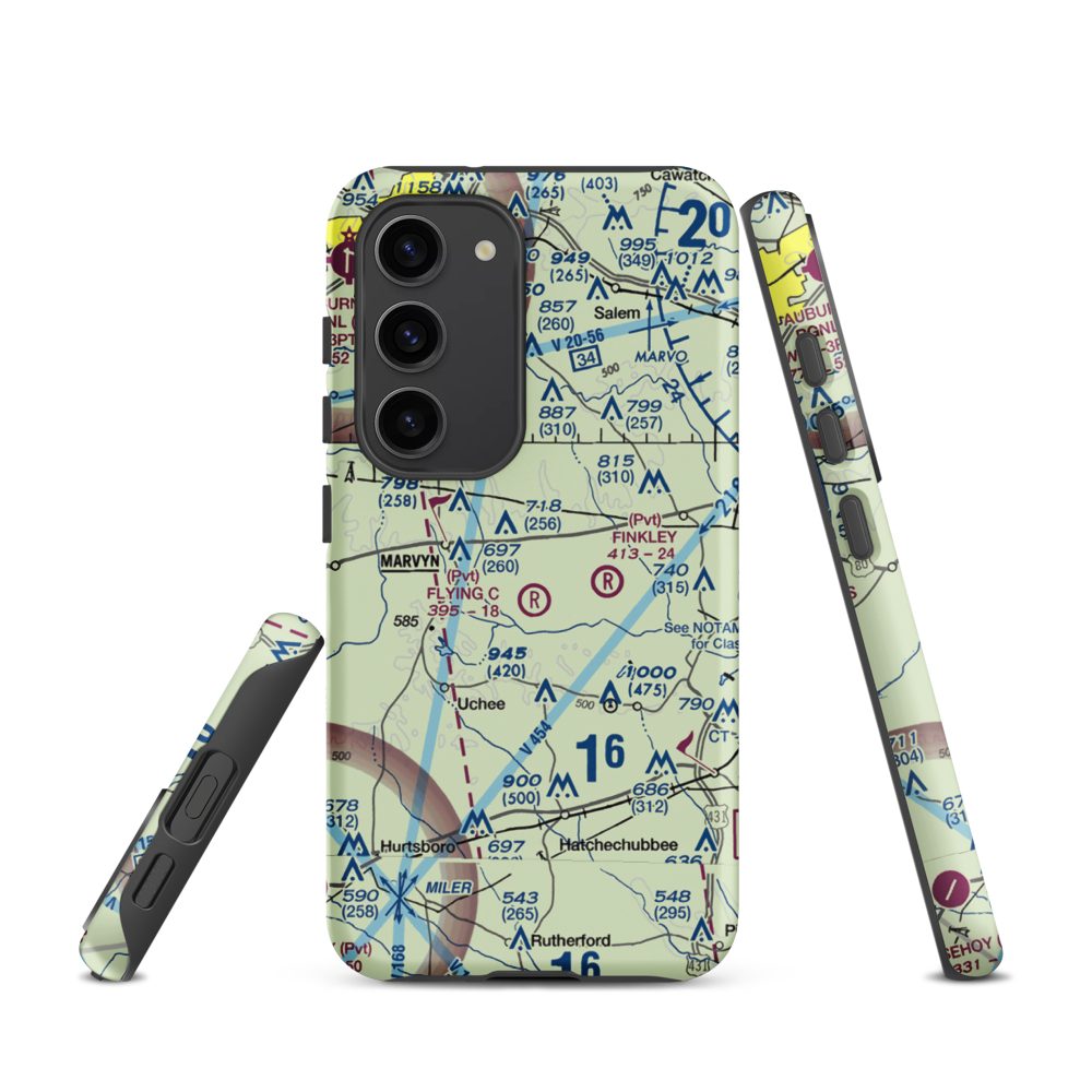 Flying C's Plantation Airport (AL51) VFR Sectional Samsung Phone Case Samsung Galaxy S23 model shown