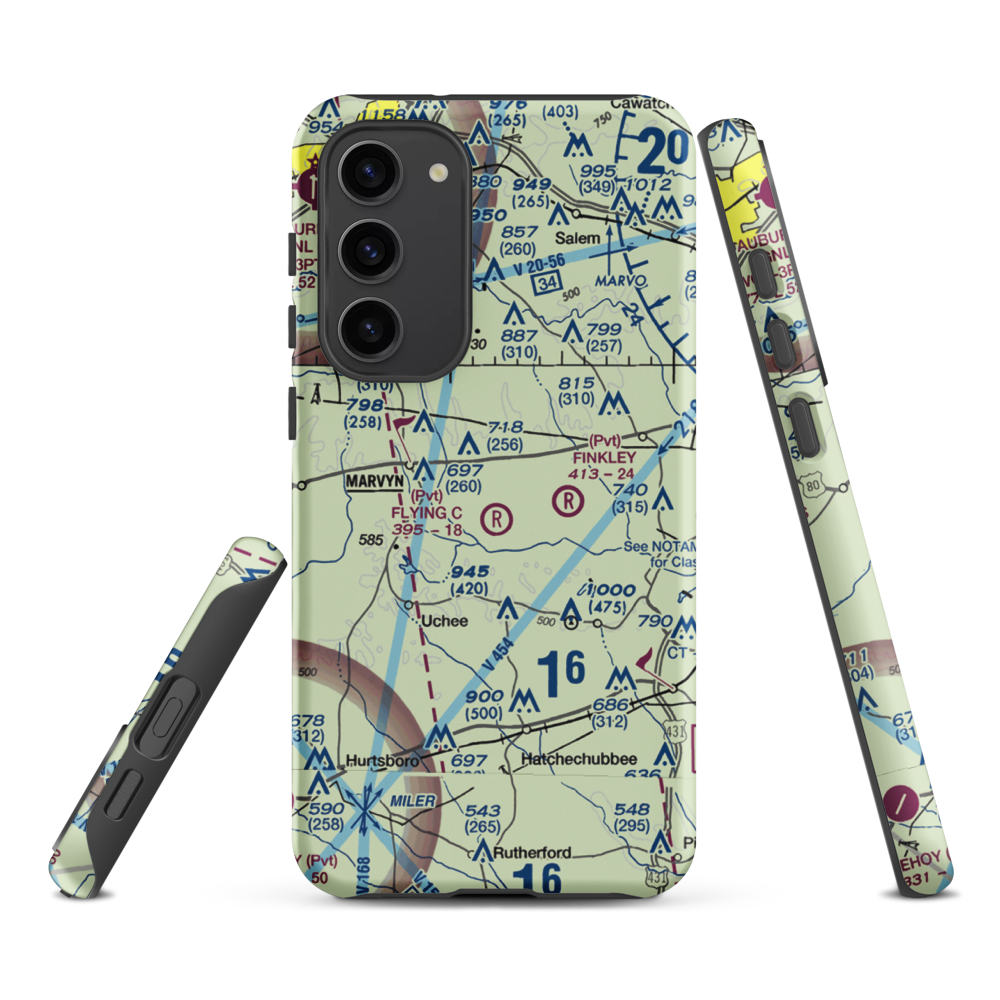 Flying C's Plantation Airport (AL51) VFR Sectional Samsung Phone Case Samsung Galaxy S23 Plus model shown
