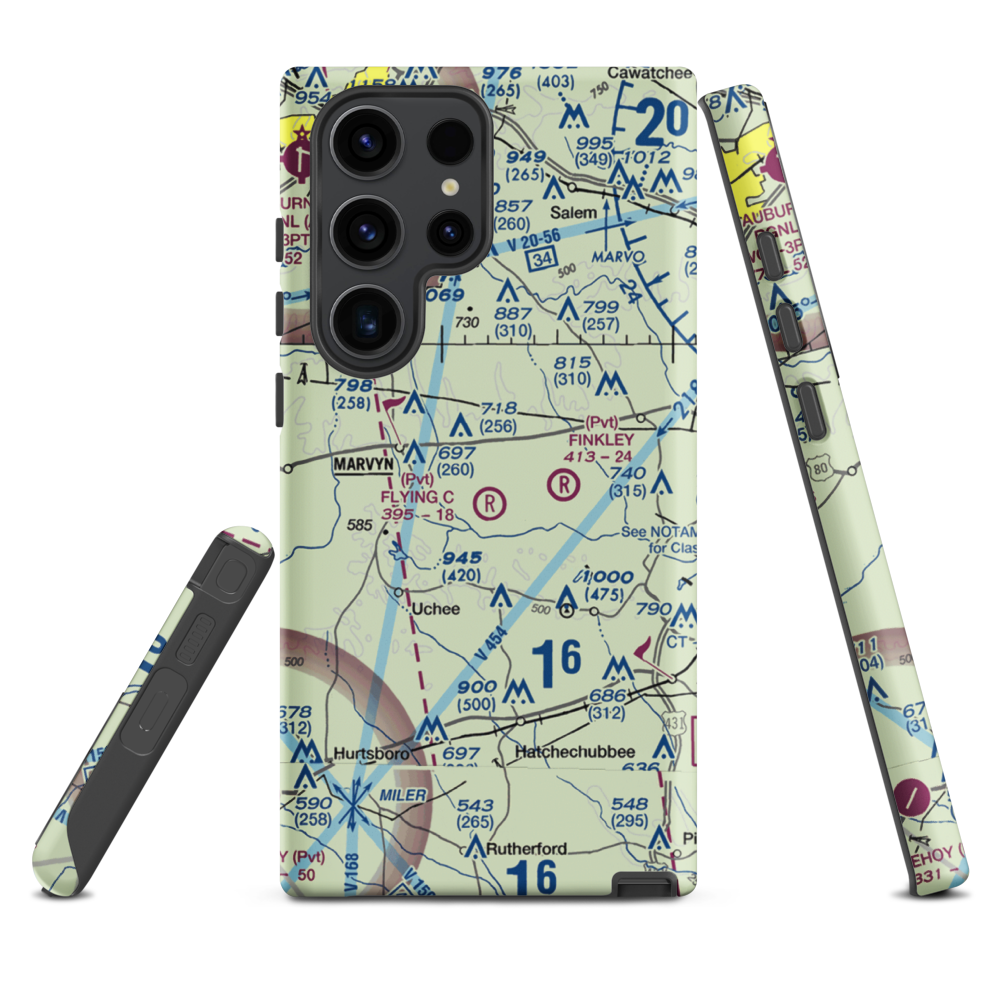 Flying C's Plantation Airport (AL51) VFR Sectional Samsung Phone Case Samsung Galaxy S23 Ultra model shown