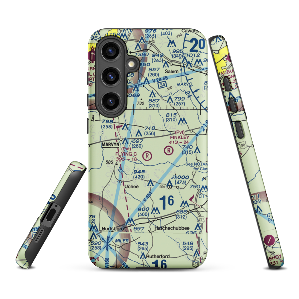 Flying C's Plantation Airport (AL51) VFR Sectional Samsung Phone Case Samsung Galaxy S24 Plus model shown