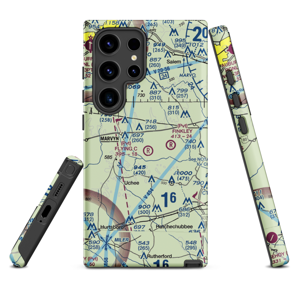 Flying C's Plantation Airport (AL51) VFR Sectional Samsung Phone Case Samsung Galaxy S24 Ultra model shown