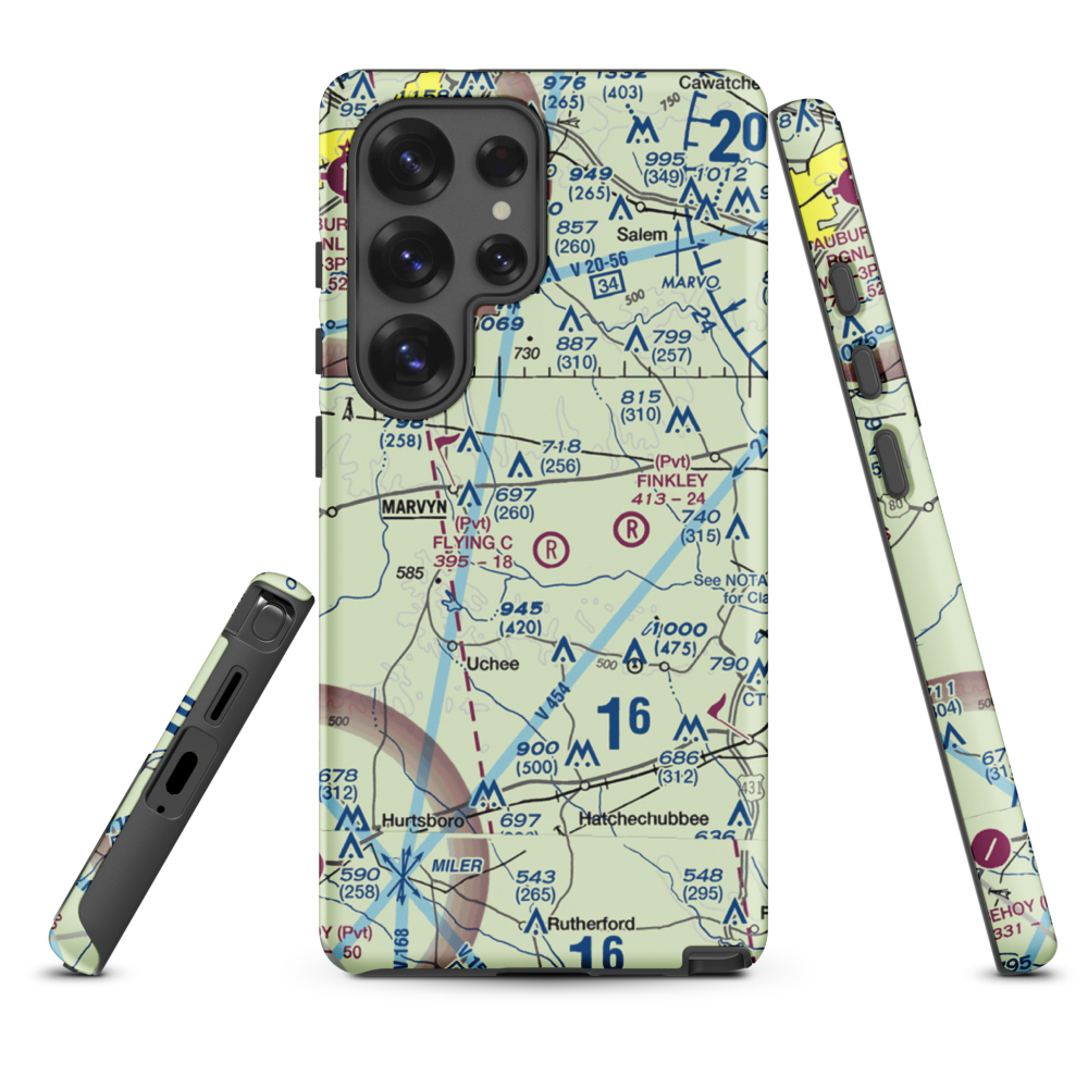 Flying C's Plantation Airport (AL51) VFR Sectional Samsung Phone Case Samsung Galaxy S25 Ultra model shown