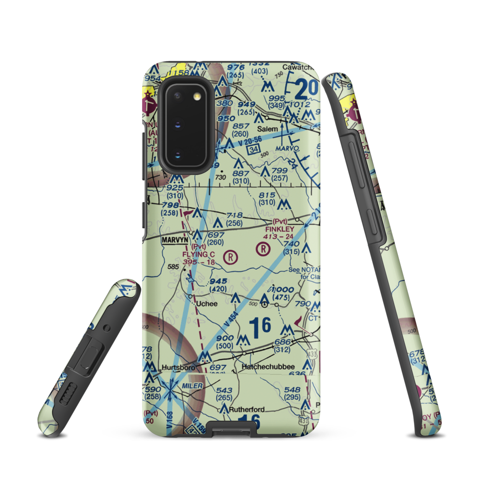 Flying C's Plantation Airport (AL51) VFR Sectional Samsung Phone Case Samsung Galaxy S20 model shown