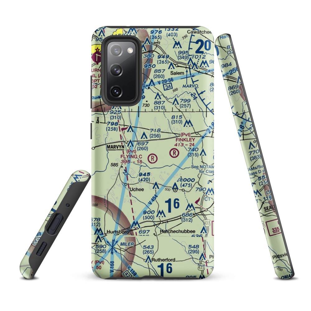 Flying C's Plantation Airport (AL51) VFR Sectional Samsung Phone Case Samsung Galaxy S20 FE model shown