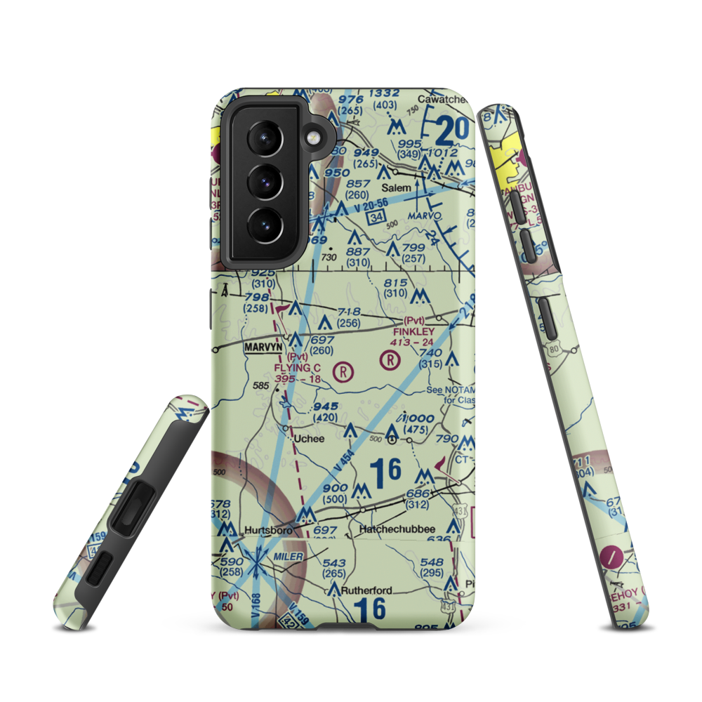 Flying C's Plantation Airport (AL51) VFR Sectional Samsung Phone Case Samsung Galaxy S21 model shown