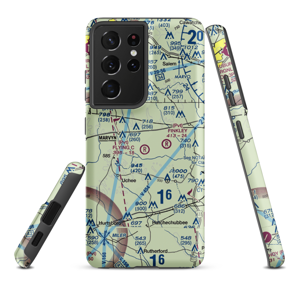 Flying C's Plantation Airport (AL51) VFR Sectional Samsung Phone Case Samsung Galaxy S21 Plus model shown