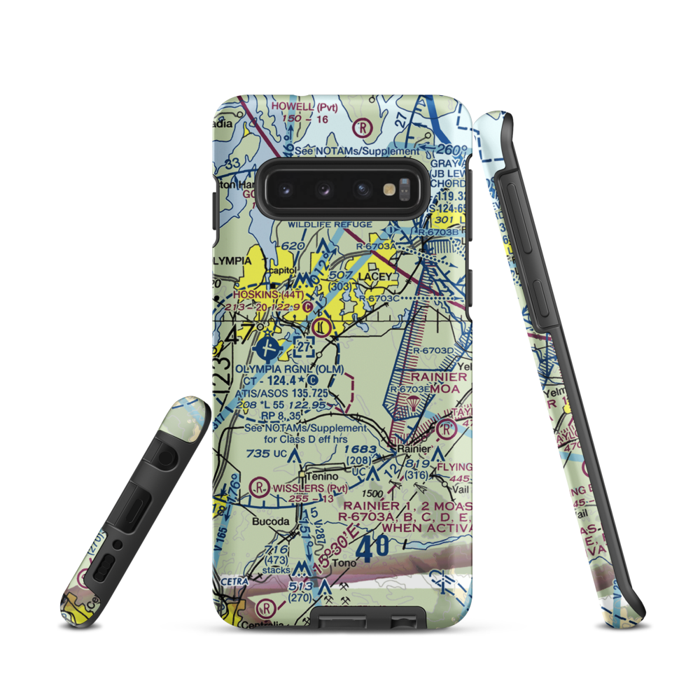 Flying Carpet Airport (3WA9) VFR Sectional Samsung Phone Case Samsung Galaxy S10 model shown