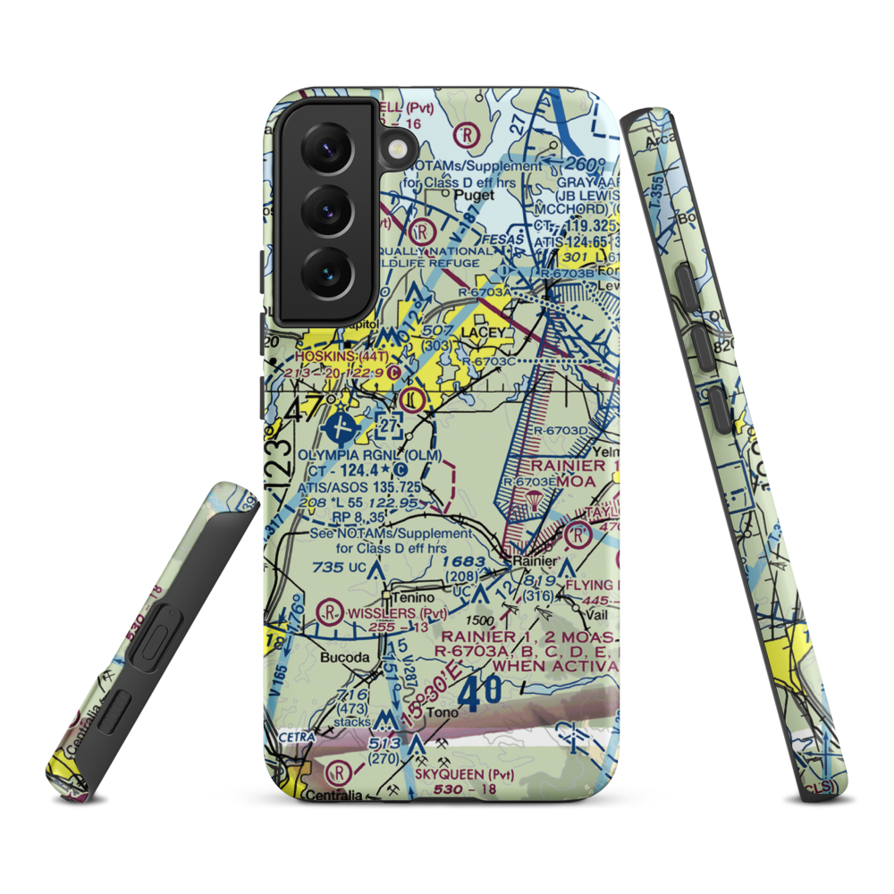 Flying Carpet Airport (3WA9) VFR Sectional Samsung Phone Case Samsung Galaxy S22 Plus model shown