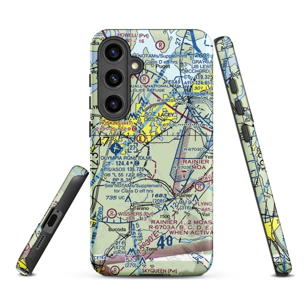 Flying Carpet Airport (3WA9) VFR Sectional Samsung Phone Case Samsung Galaxy S24 Plus model shown
