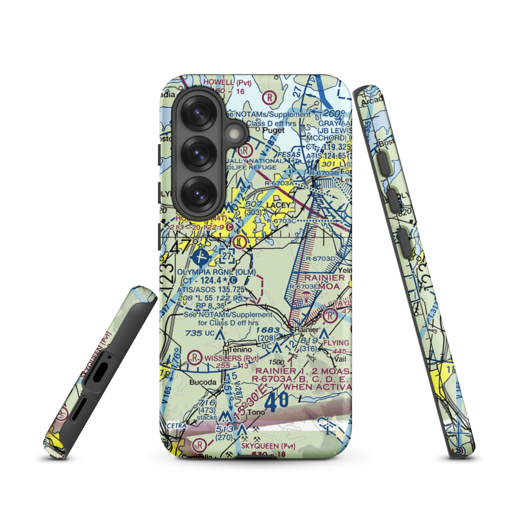 Flying Carpet Airport (3WA9) VFR Sectional Samsung Phone Case Samsung Galaxy S25 model shown