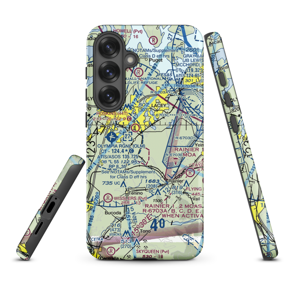 Flying Carpet Airport (3WA9) VFR Sectional Samsung Phone Case Samsung Galaxy S25 Plus model shown