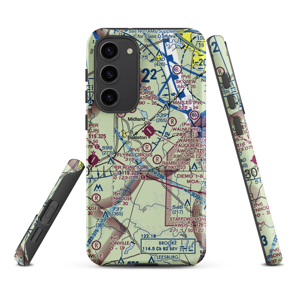 Flying Circus Aerodrome (3VA3) VFR Sectional Samsung Phone Case Samsung Galaxy S23 Plus model shown