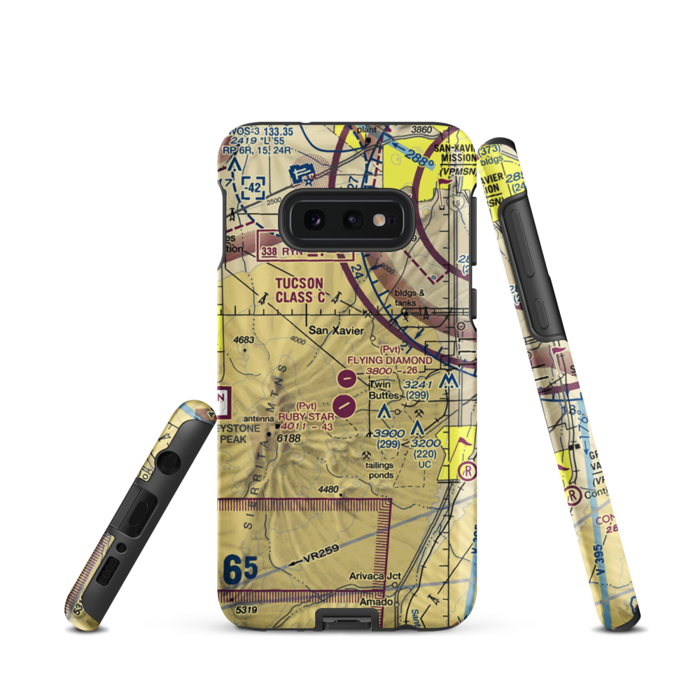 Flying Diamond Airport (6AZ8) VFR Sectional Samsung Phone Case Samsung Galaxy S10 Plus model shown