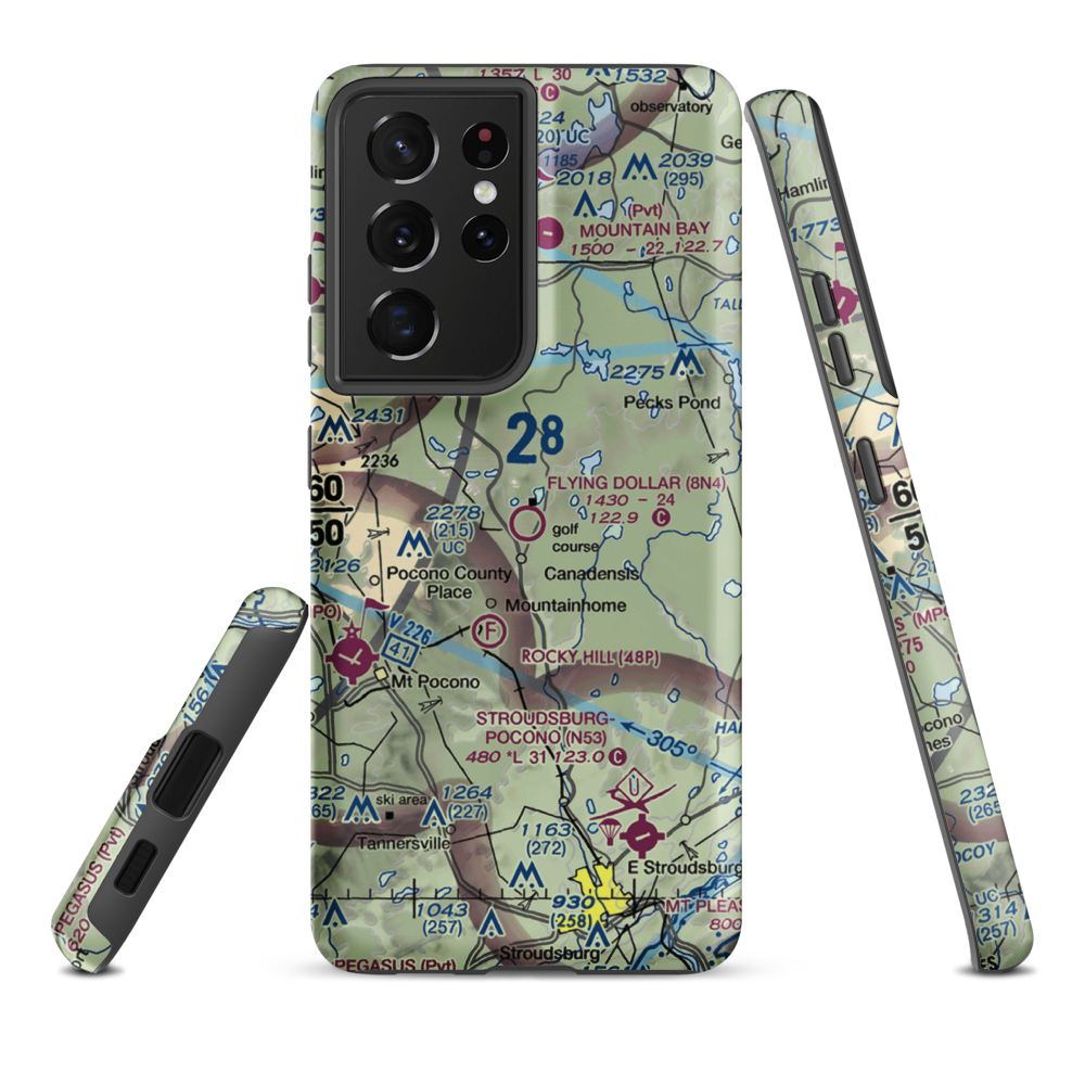 Flying Dollar Airport (8N4) VFR Sectional Samsung Phone Case Samsung Galaxy S21 Ultra model shown