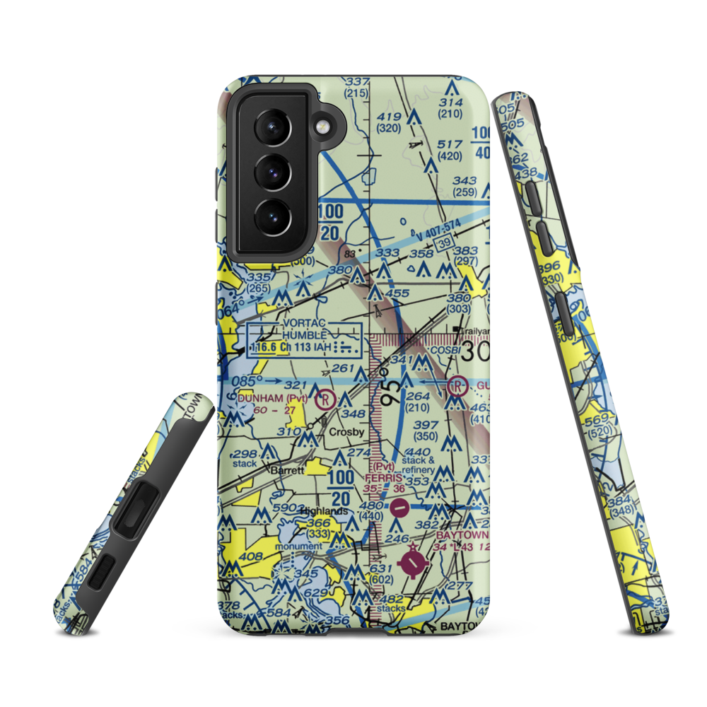 Flying F Ranch Airport (1TE2) VFR Sectional Samsung Phone Case Samsung Galaxy S21 FE model shown