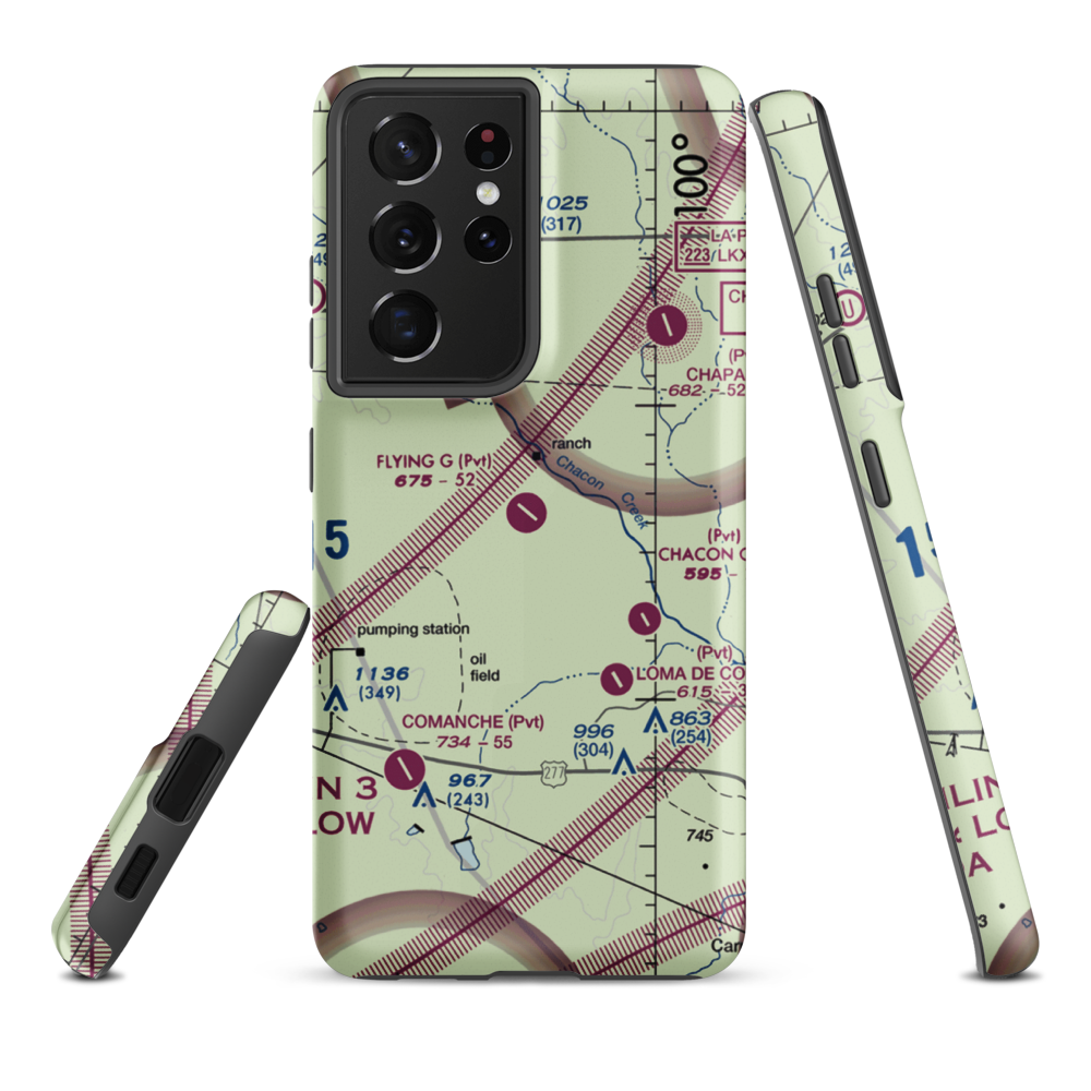 Flying G Airport (TA34) VFR Sectional Samsung Phone Case Samsung Galaxy S21 Plus model shown