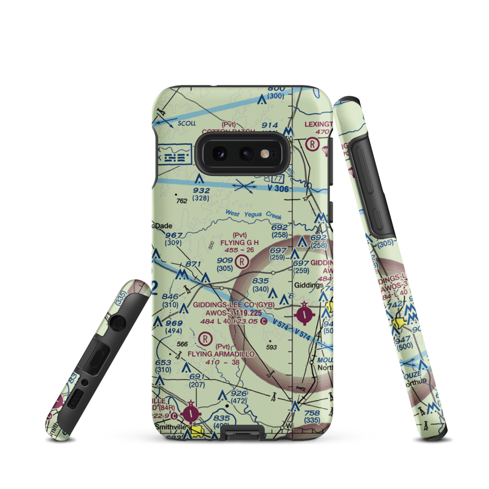 Flying G H Ranch Airport (9TE7) VFR Sectional Samsung Phone Case Samsung Galaxy S10 Plus model shown