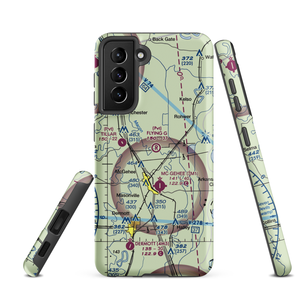 Flying G Ranch Airport (AR79) VFR Sectional Samsung Phone Case Samsung Galaxy S21 FE model shown