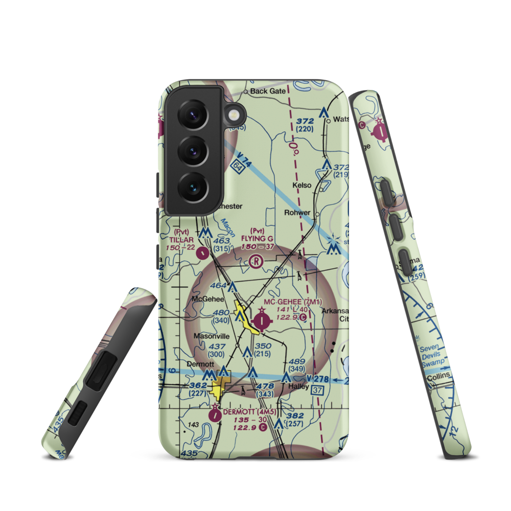 Flying G Ranch Airport (AR79) VFR Sectional Samsung Phone Case Samsung Galaxy S22 model shown